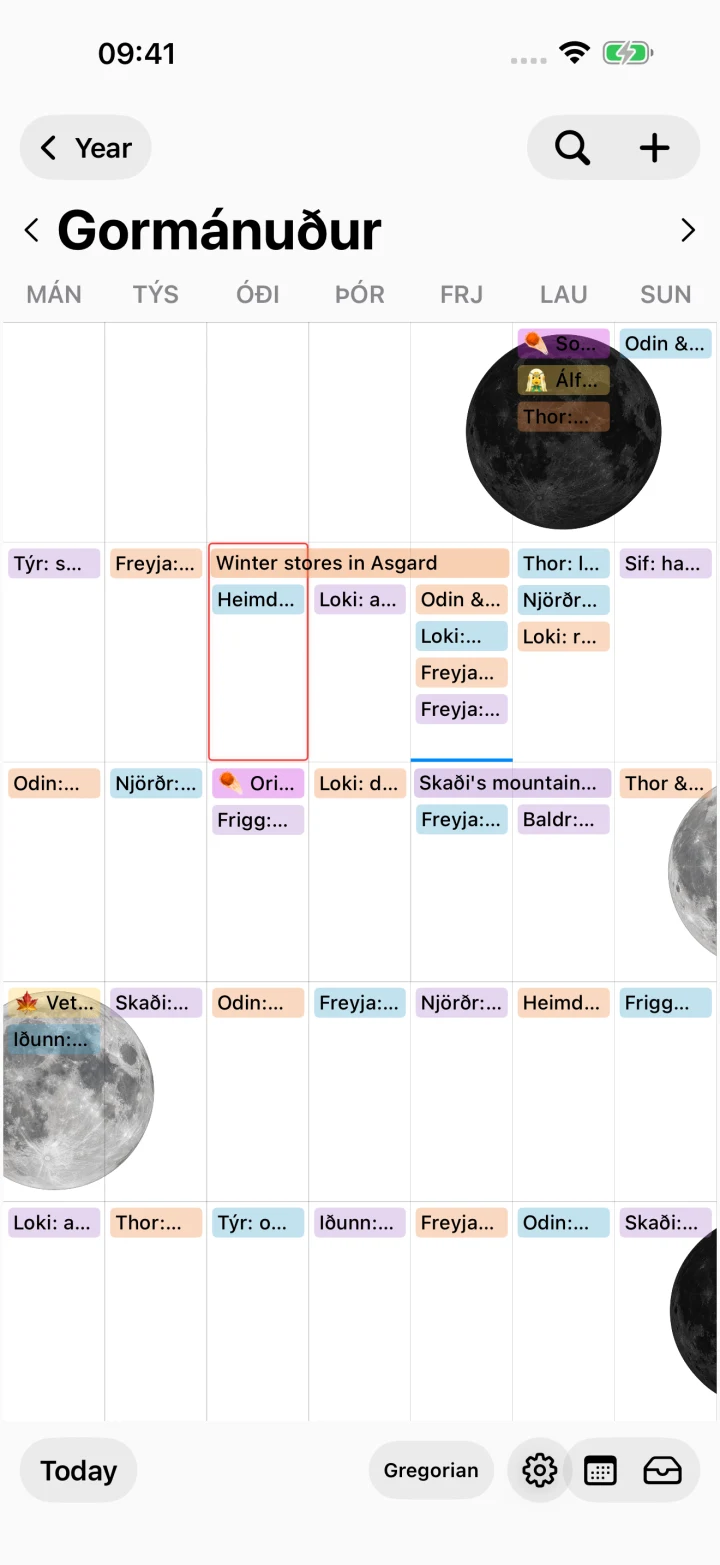 Actual LunarSolar Calendar iPhone month screen
